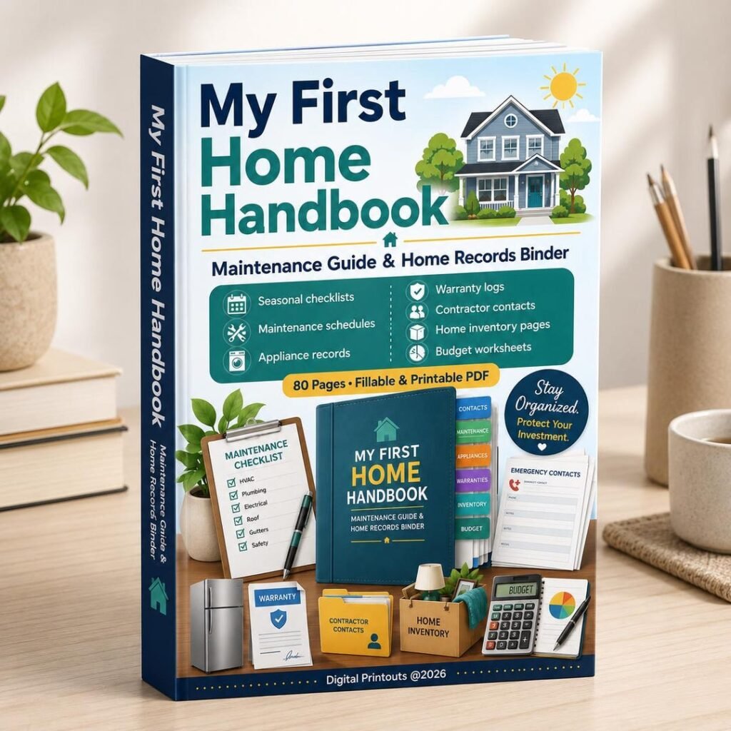 First Time Homeowner Binder — 80-Page Home Maintenance Planner PDF