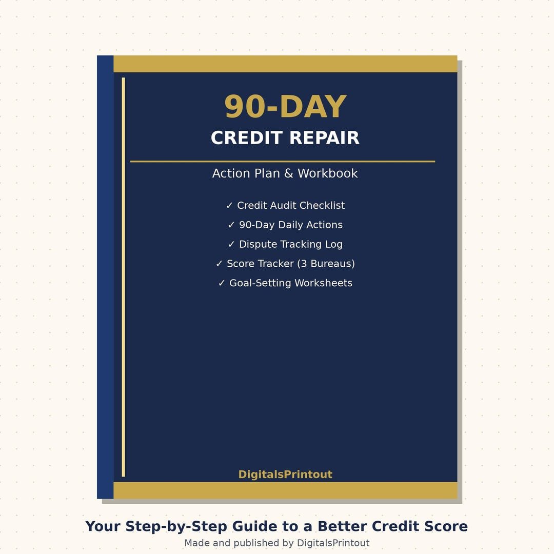 Credit Repair Workbook — 90-Day Action Plan, Score Tracker & Dispute Log